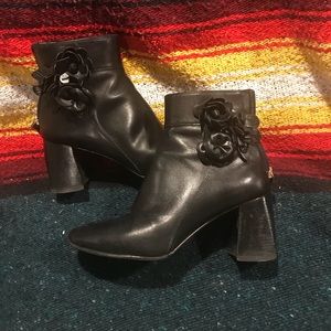 Tory Burch Ankle Boot with Flower Embelishment